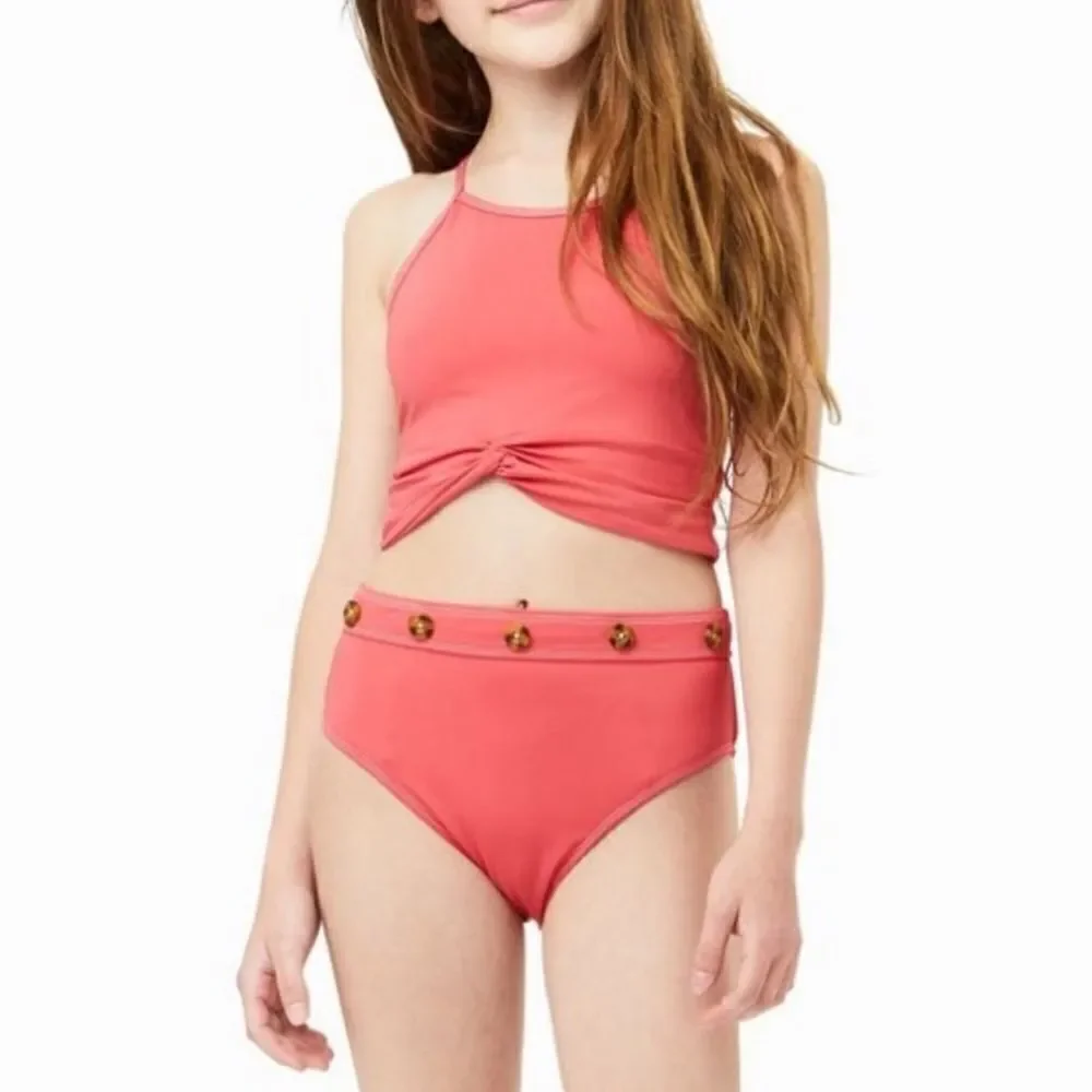 New Habitual Girl Contrast Stitch Two Piece Swim Suit Size 16